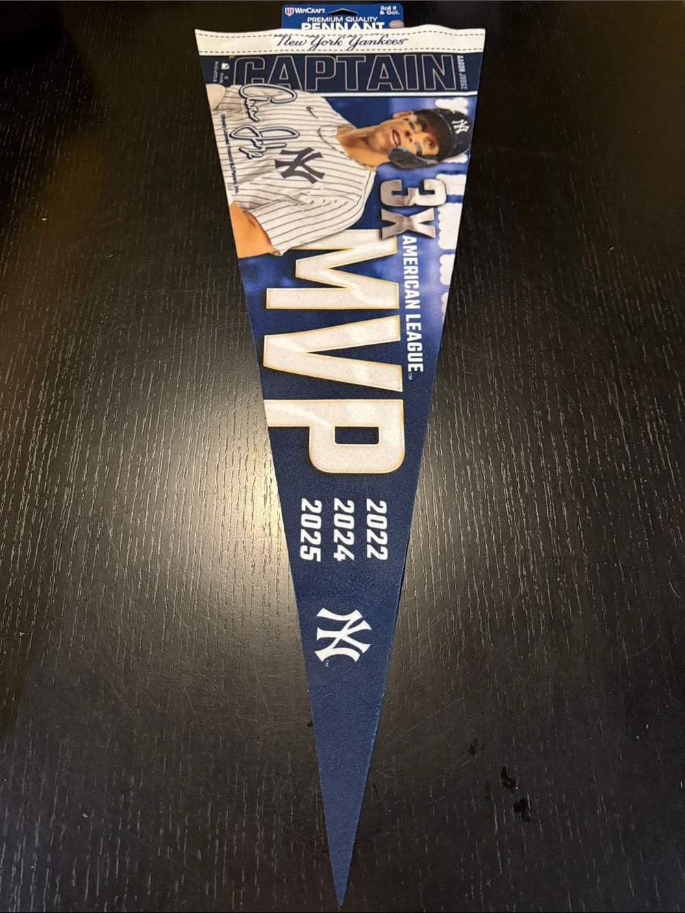 New York Yankees 'Captain 3x AL MVP' Pennant - Navy/White Flag